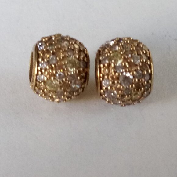 set of 2 Authentic Pandora Rose Gold Plated Pave Lights CZ Charm Bead ALE R - Picture 1 of 7